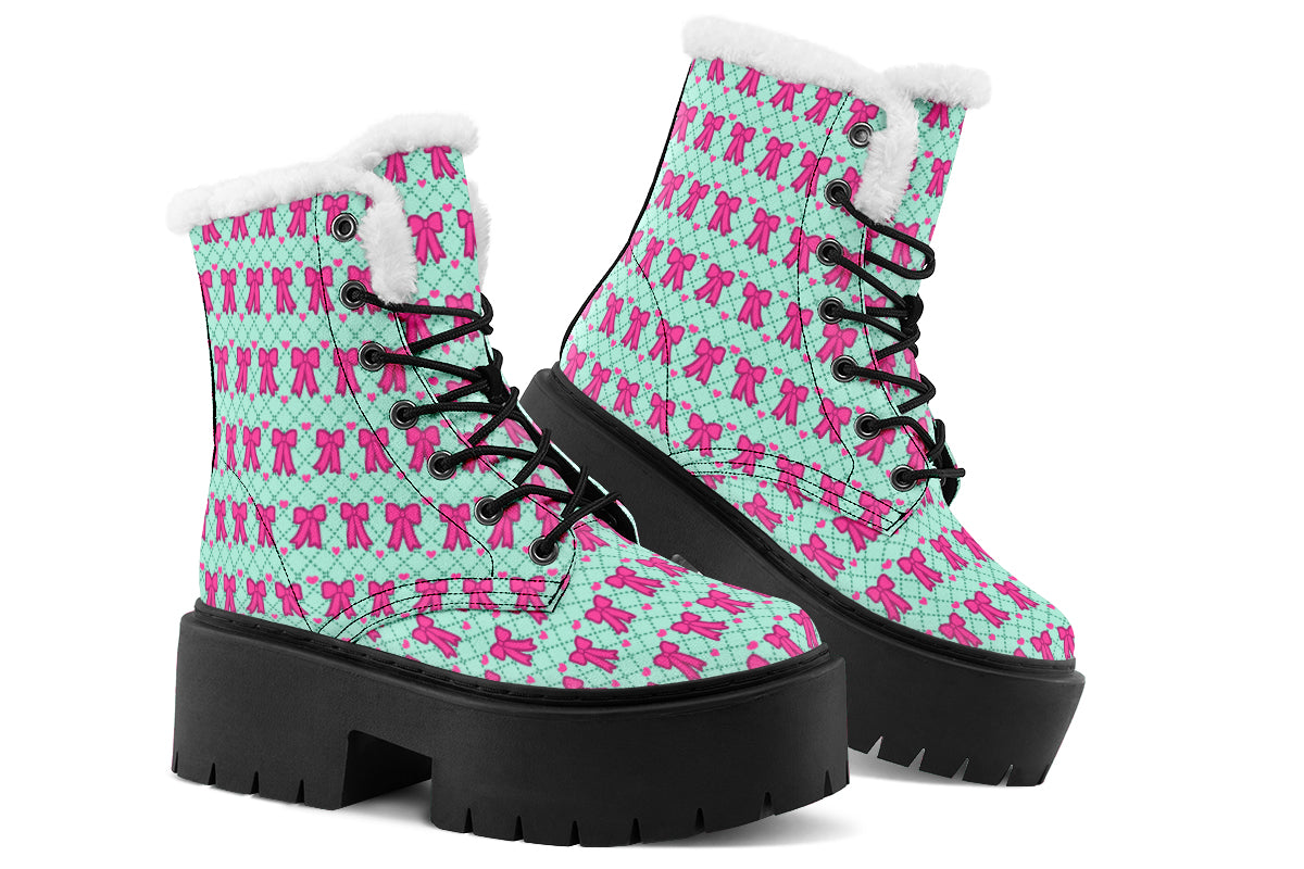 Hot Pink Bows on Mint