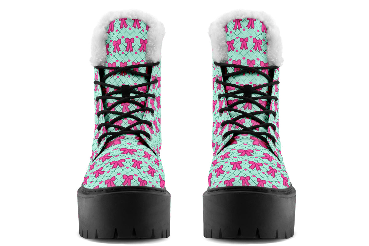 Hot Pink Bows on Mint