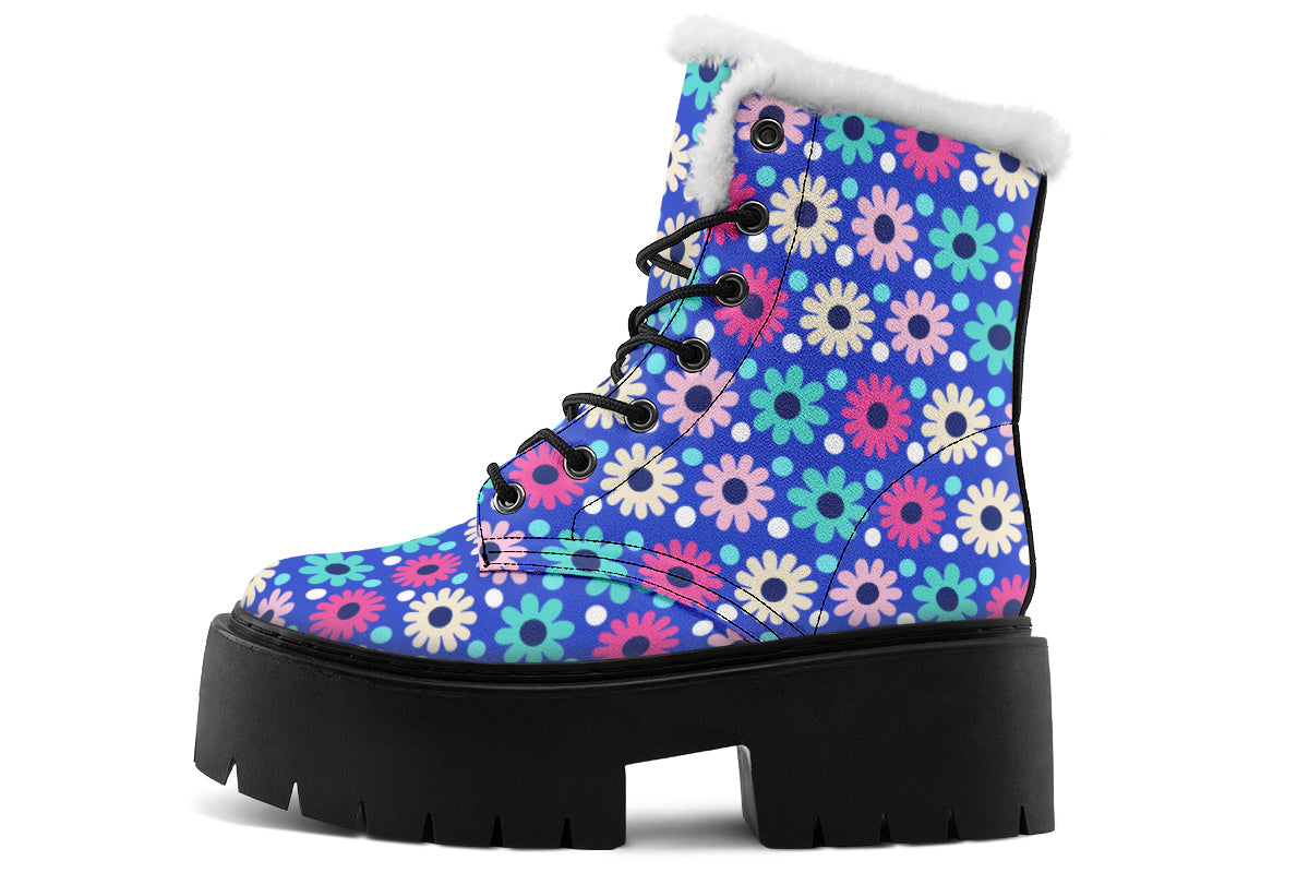 Royal Blue Retro Daisies