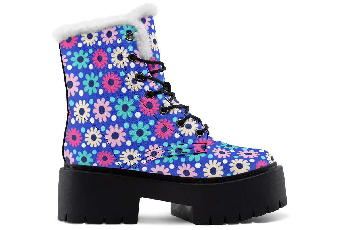 Royal Blue Retro Daisies