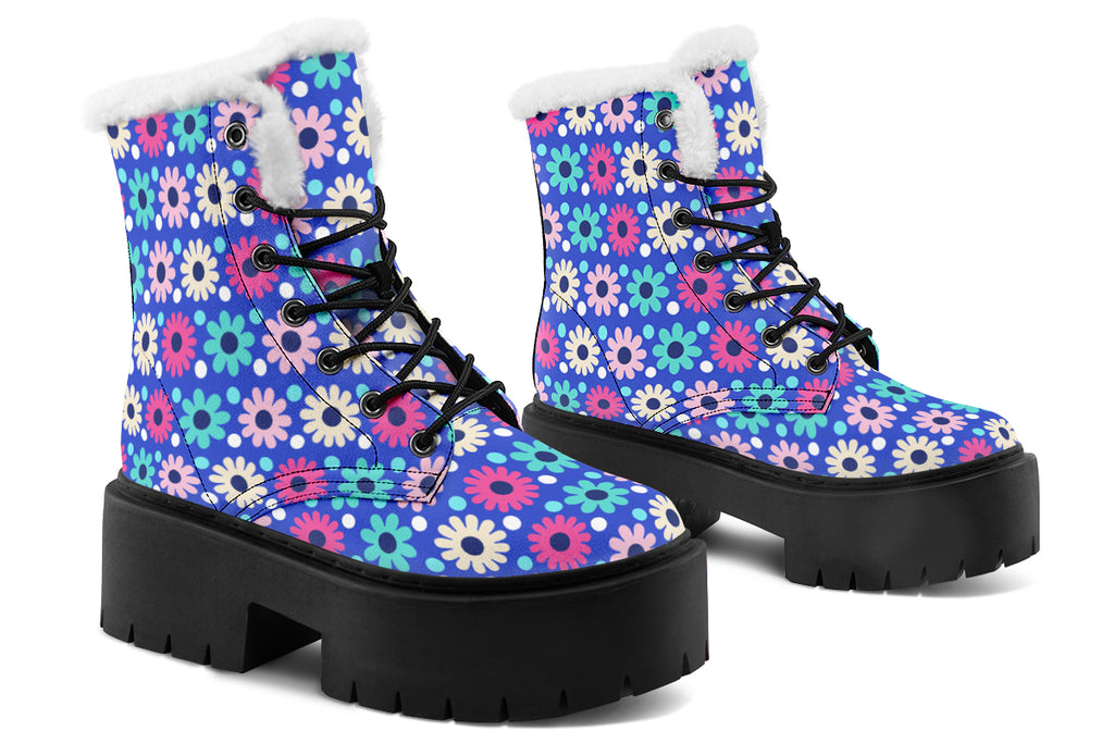 Royal Blue Retro Daisies