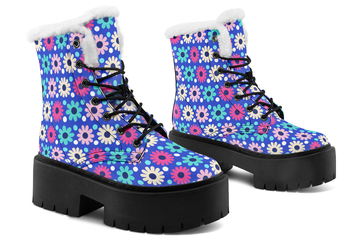 Royal Blue Retro Daisies