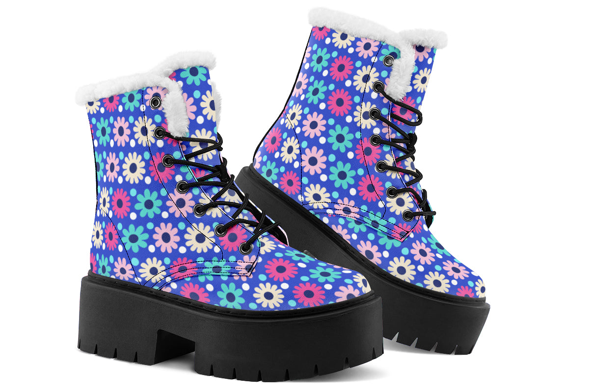 Royal Blue Retro Daisies