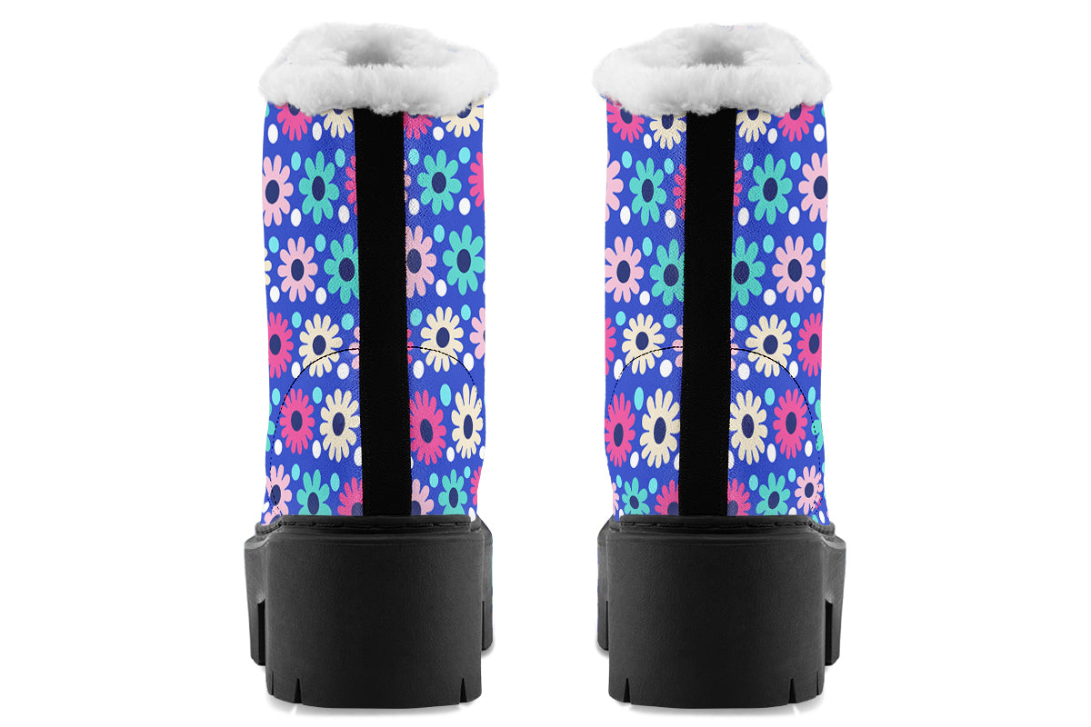 Royal Blue Retro Daisies