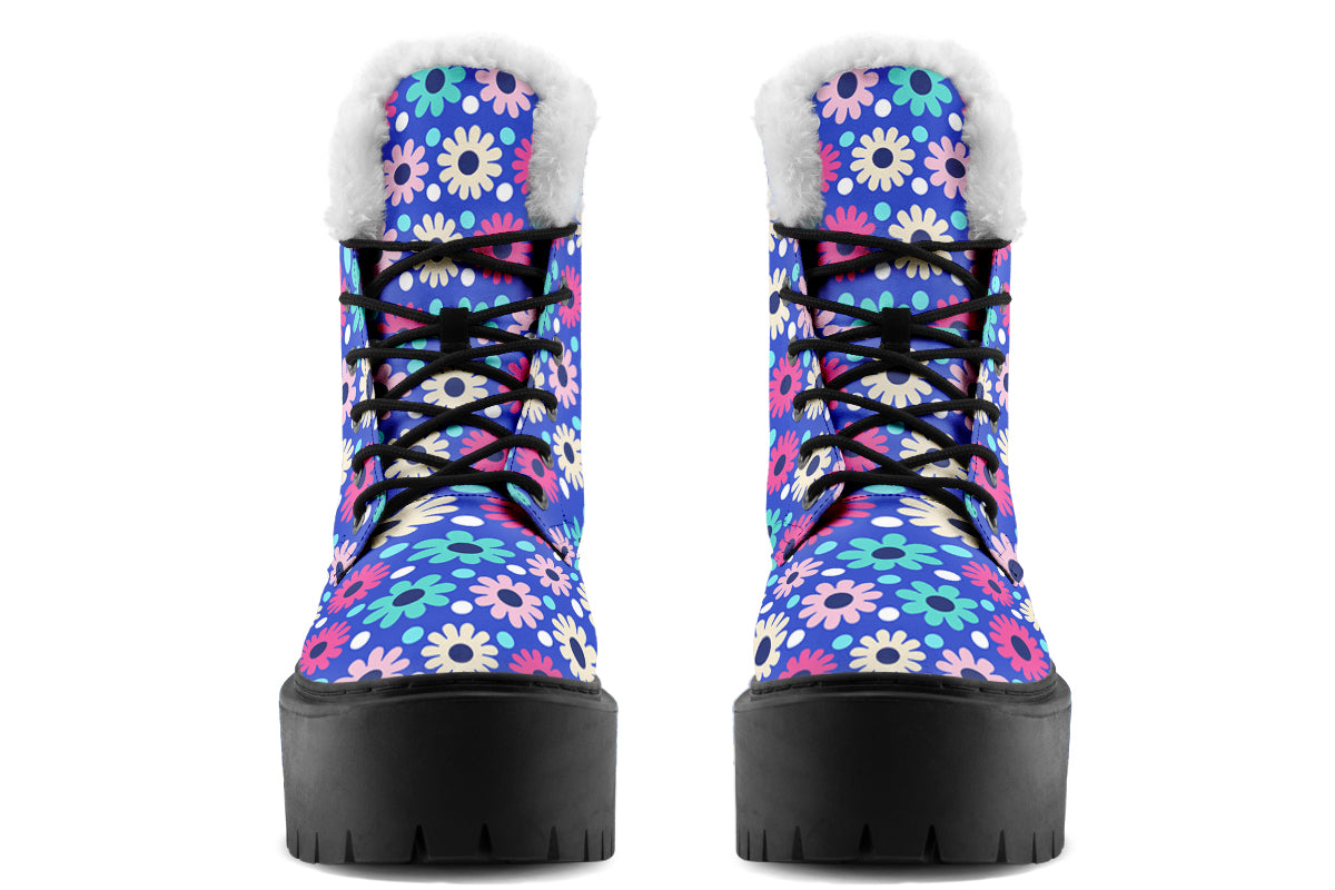 Royal Blue Retro Daisies