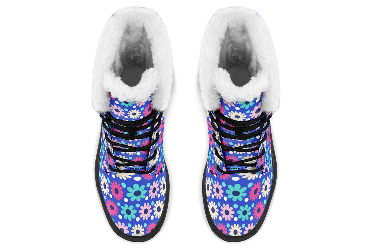 Royal Blue Retro Daisies