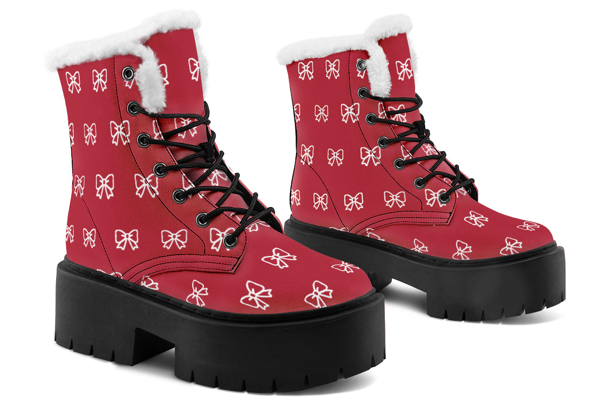 White Bows on Red