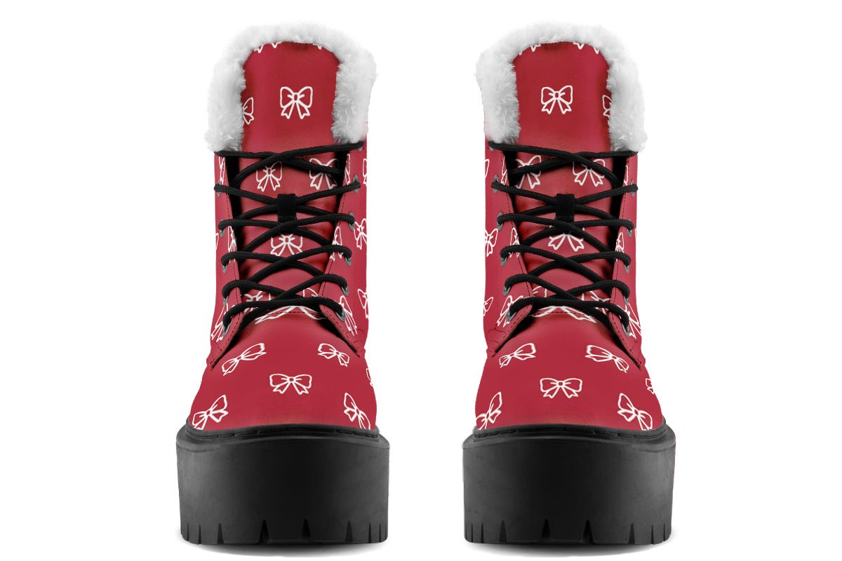 White Bows on Red