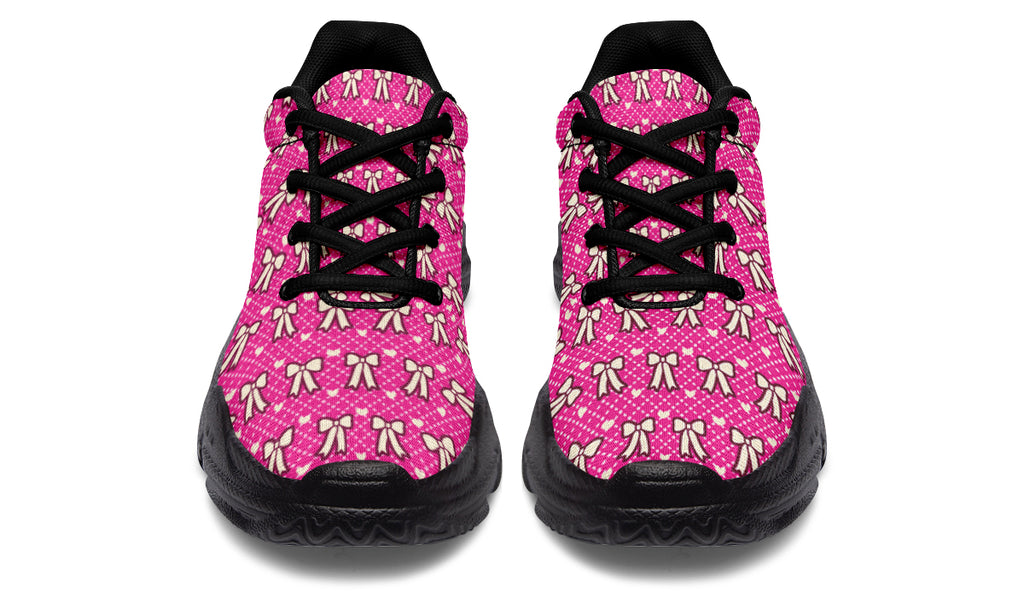 Cream Bows on Hot Pink