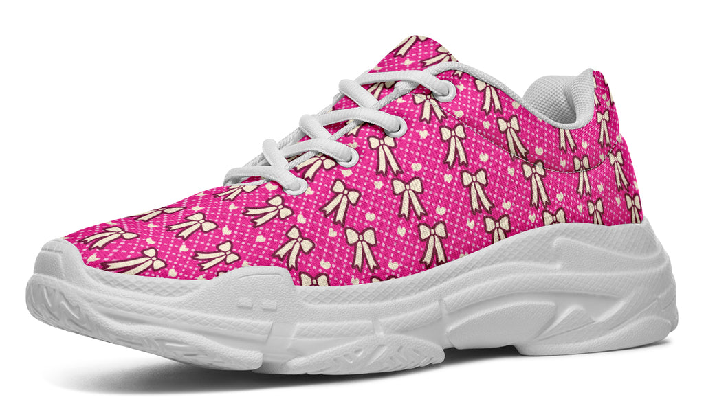 Cream Bows on Hot Pink