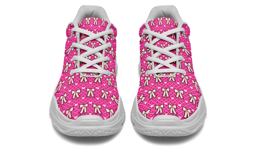 Cream Bows on Hot Pink