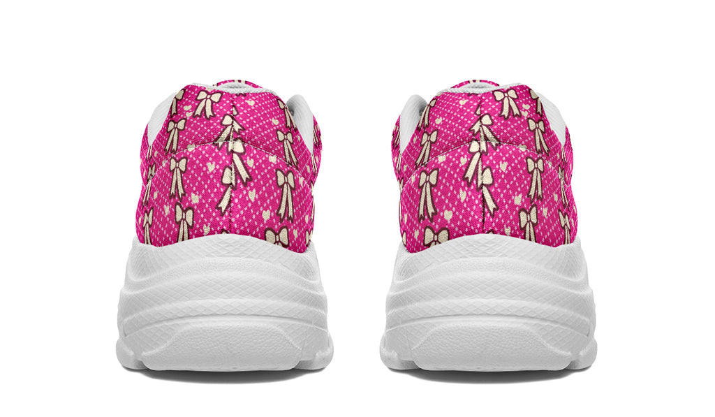 Cream Bows on Hot Pink