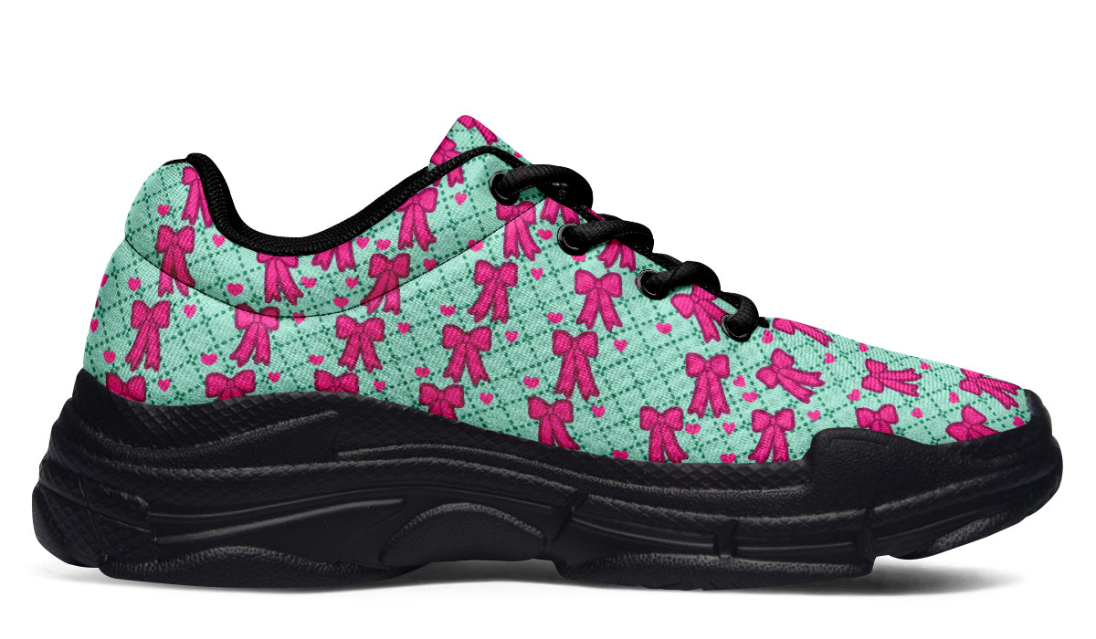 Hot Pink Bows on Mint