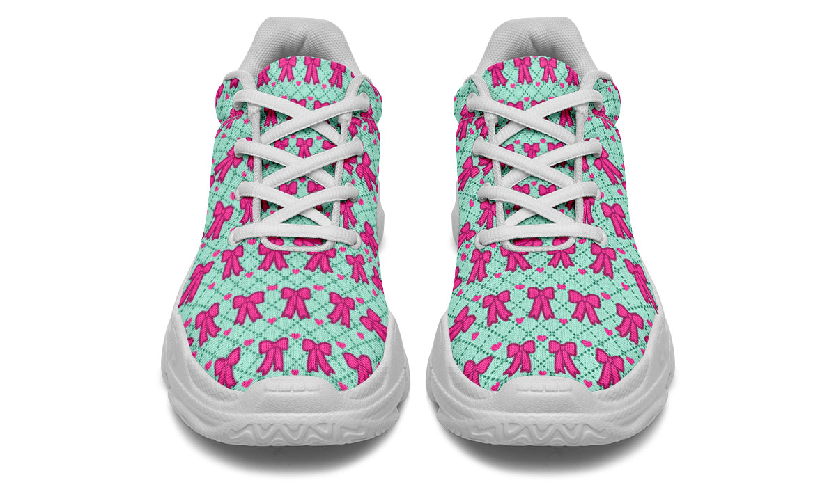 Hot Pink Bows on Mint