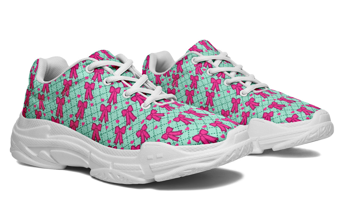 Hot Pink Bows on Mint