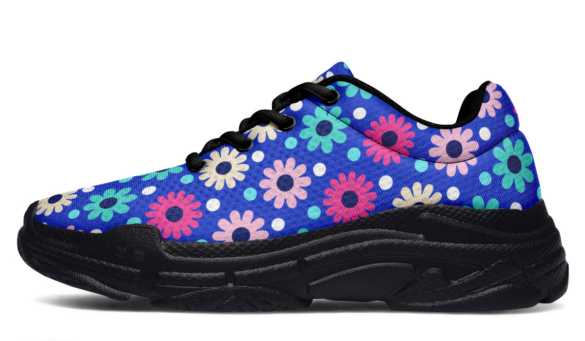 Royal Blue Retro Daisies