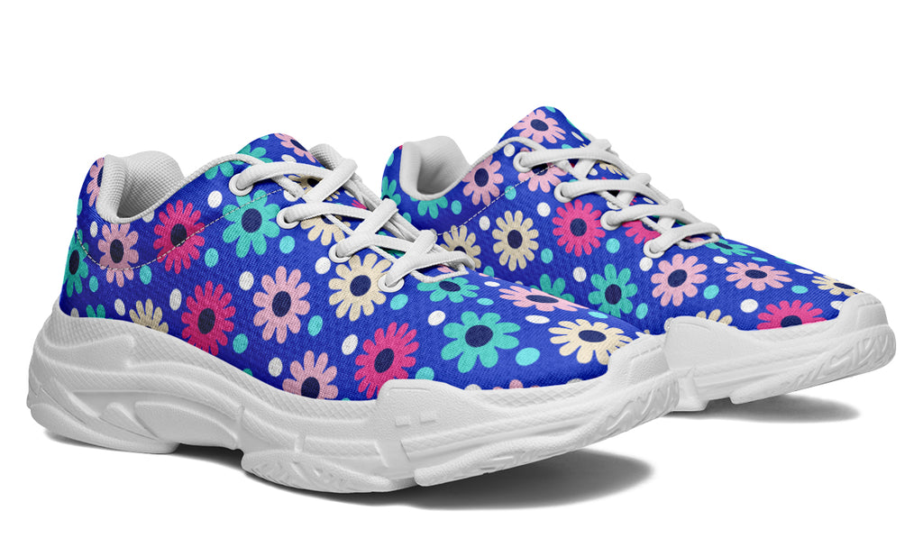 Royal Blue Retro Daisies