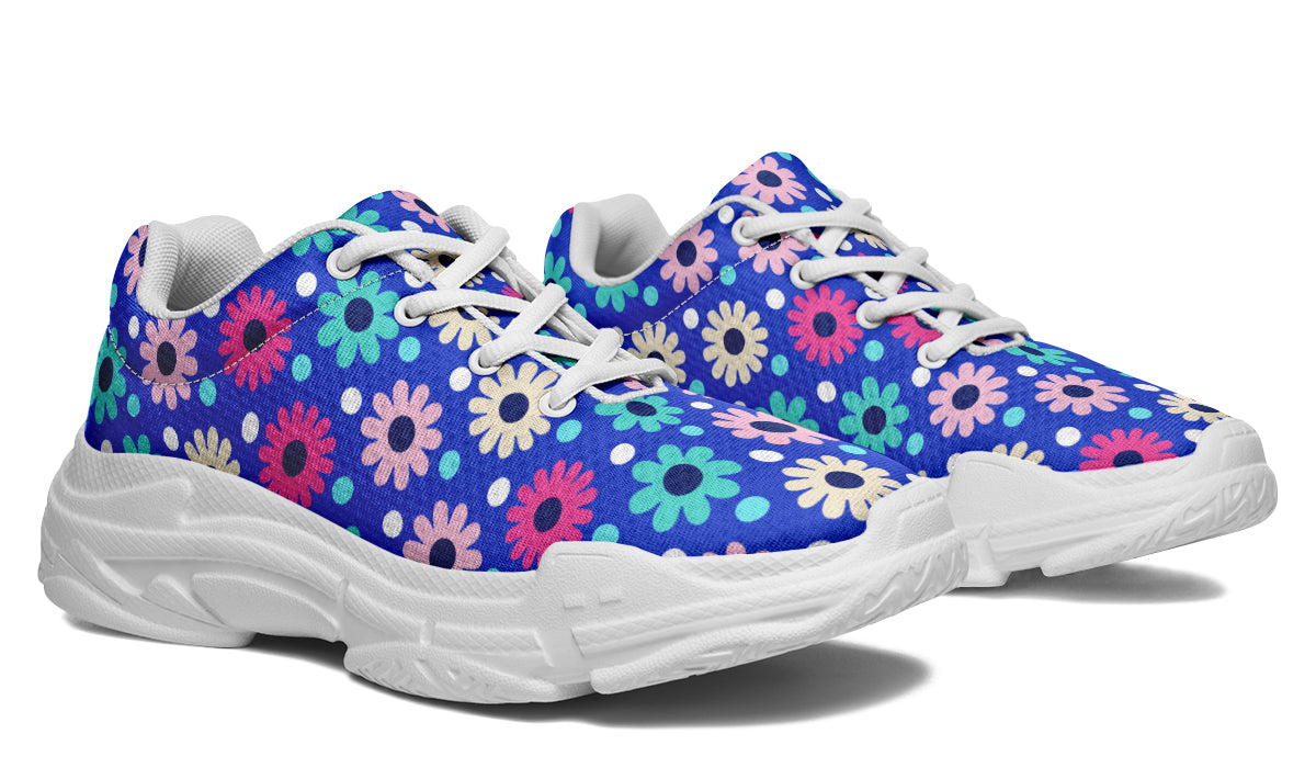 Royal Blue Retro Daisies