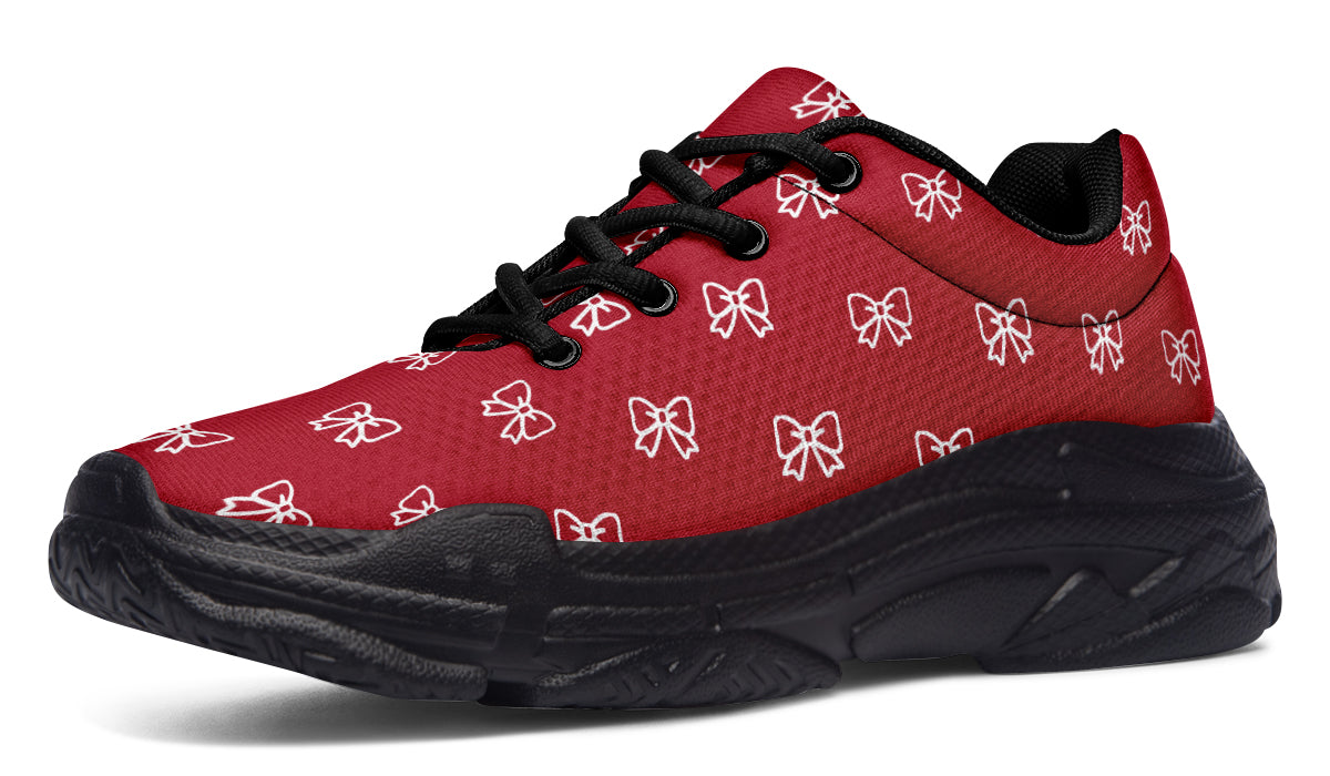 White Bows on Red