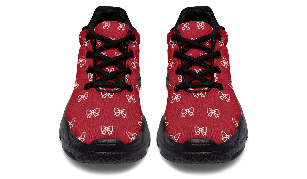 White Bows on Red
