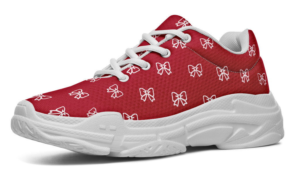 White Bows on Red