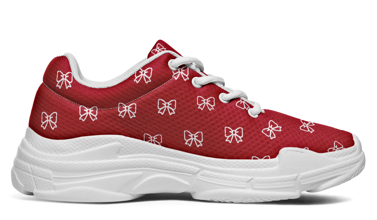 White Bows on Red