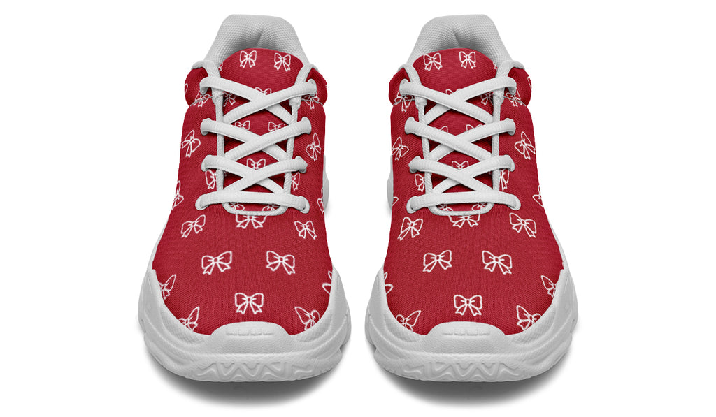 White Bows on Red