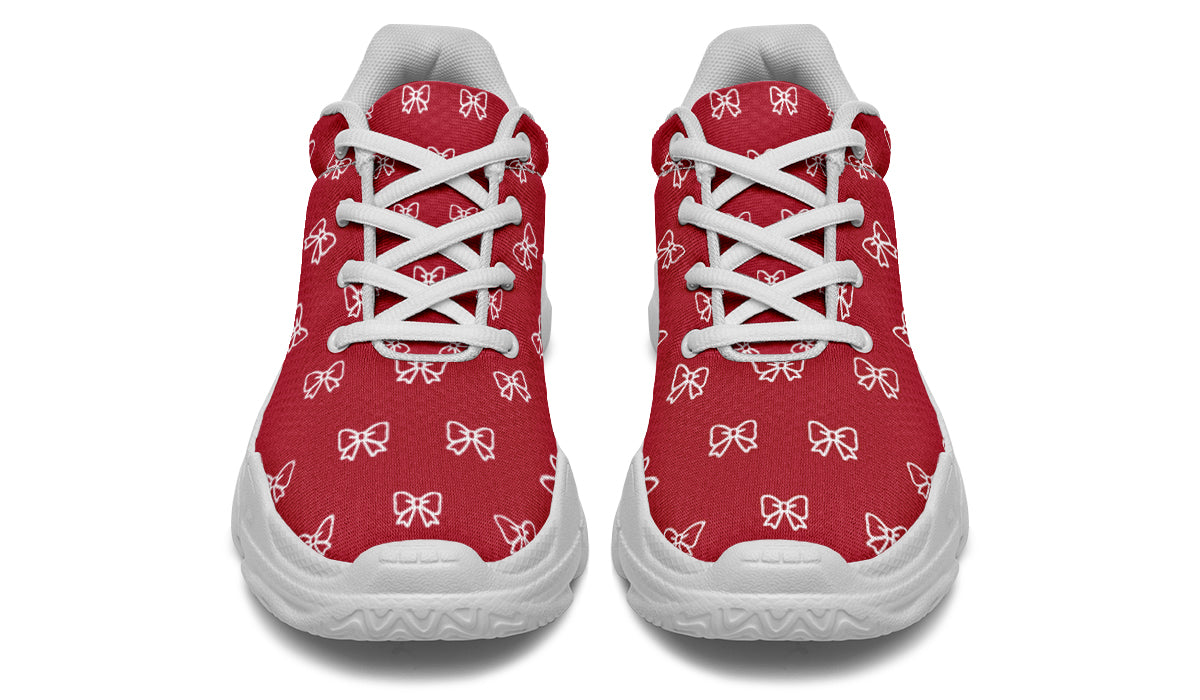 White Bows on Red