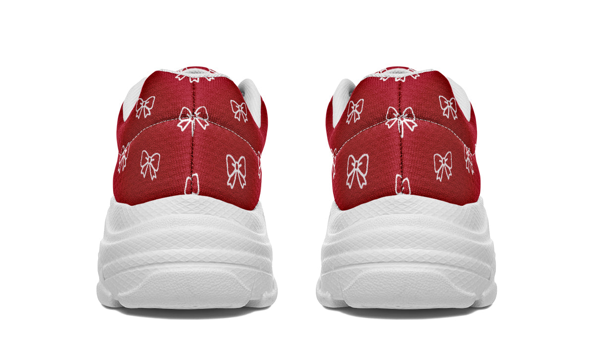 White Bows on Red