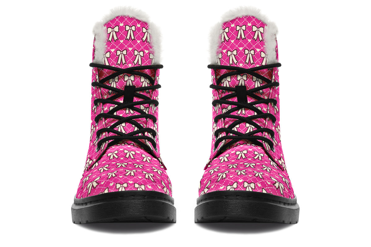 Cream Bows On Hot Pink