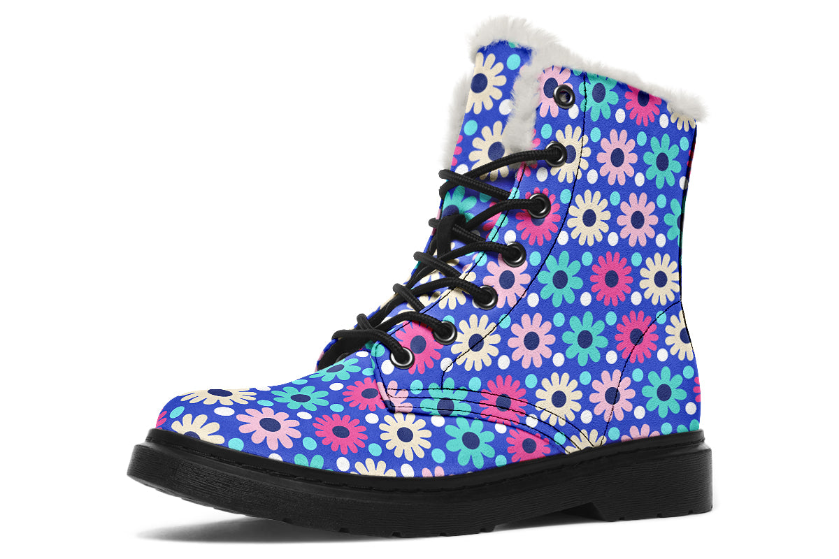 Royal Blue Retro Daisies