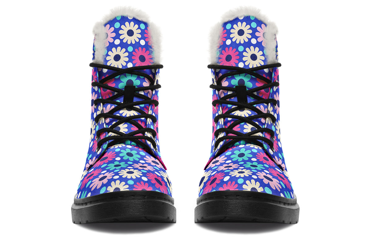 Royal Blue Retro Daisies