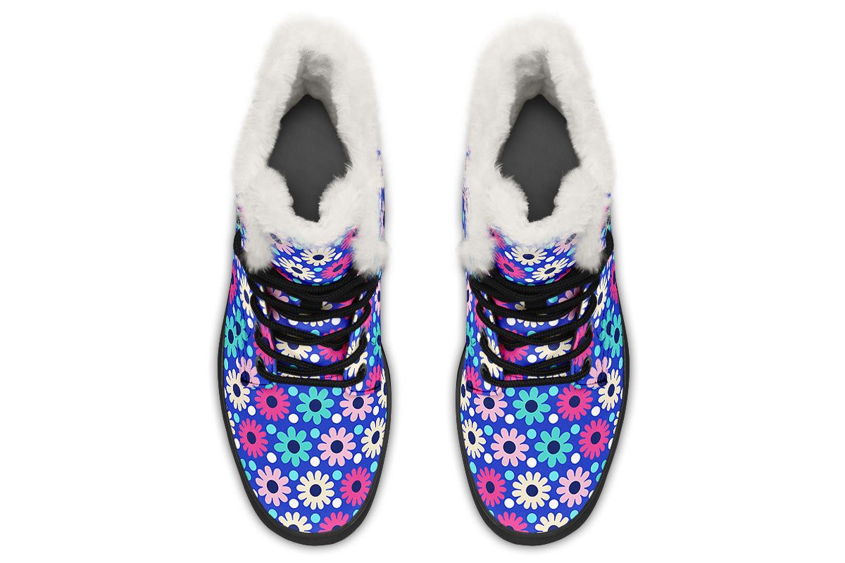 Royal Blue Retro Daisies