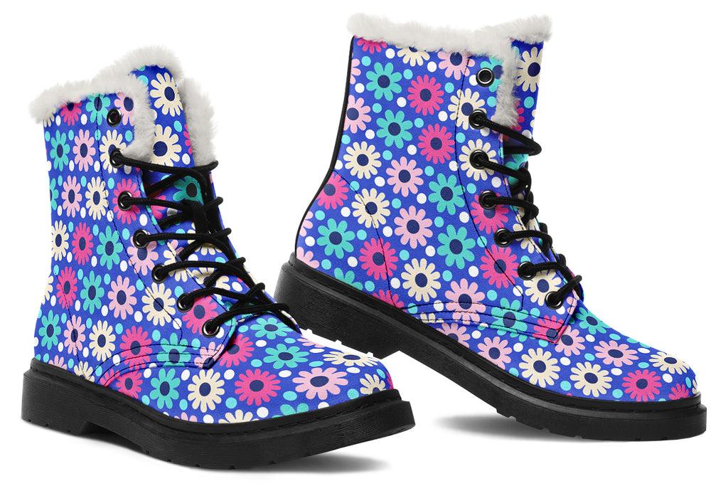 Royal Blue Retro Daisies