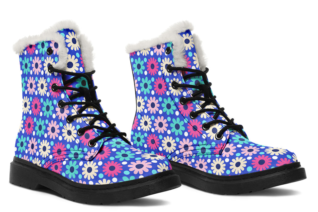 Royal Blue Retro Daisies