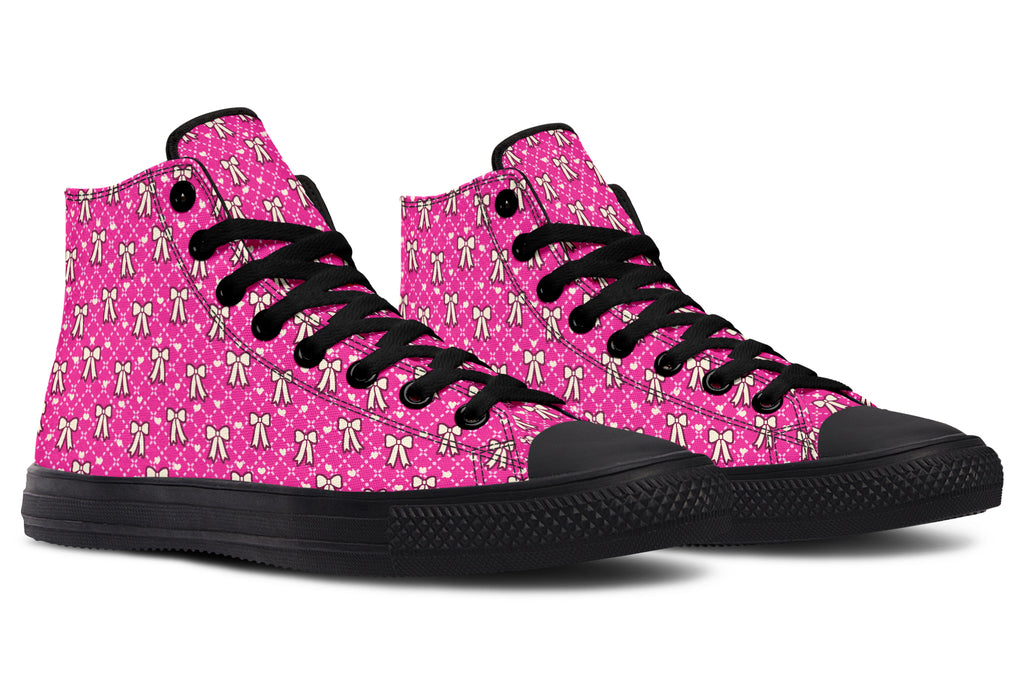 Cream Bows on Hot Pink