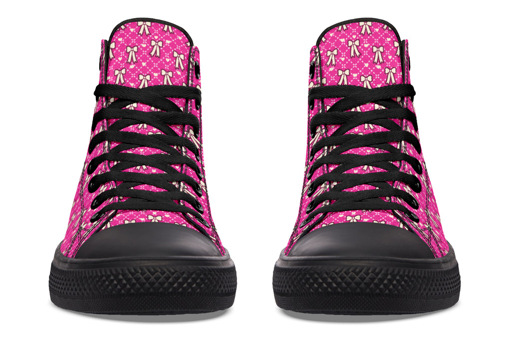 Cream Bows on Hot Pink