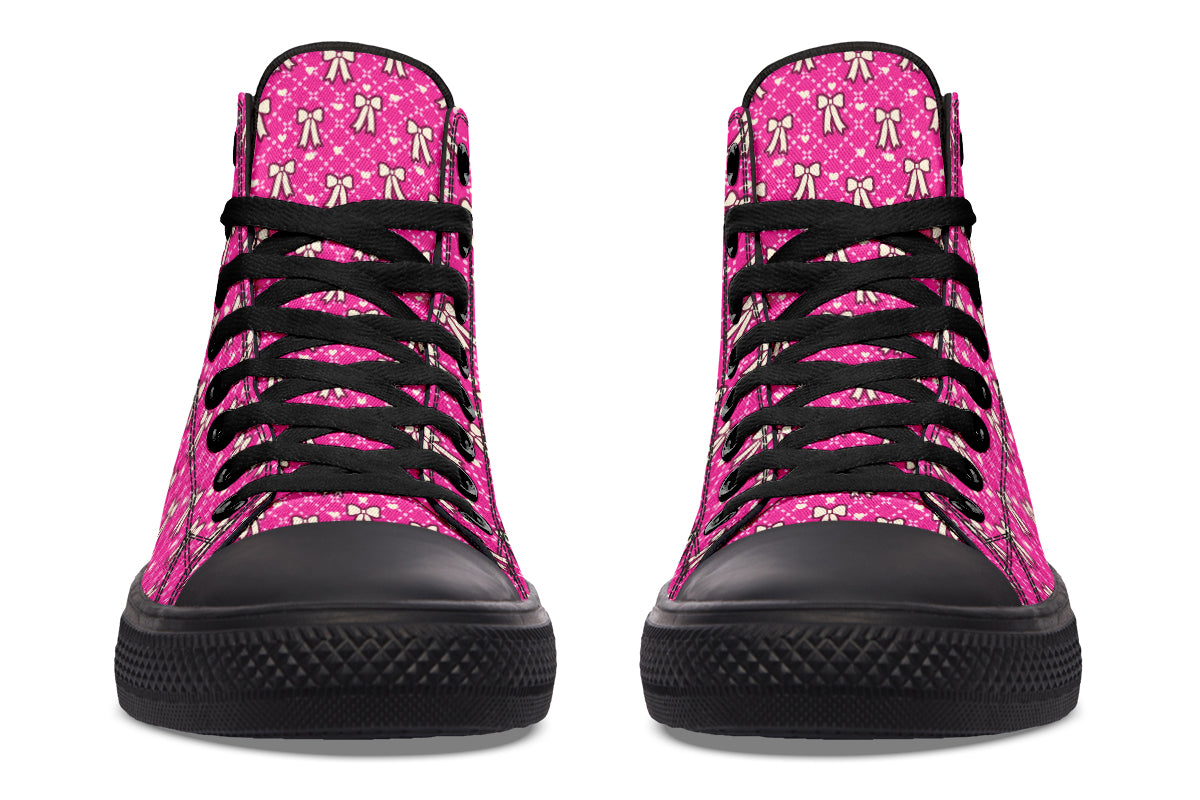 Cream Bows on Hot Pink