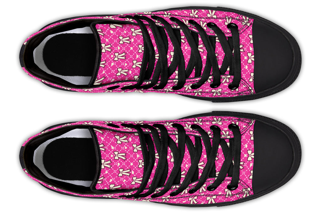 Cream Bows on Hot Pink
