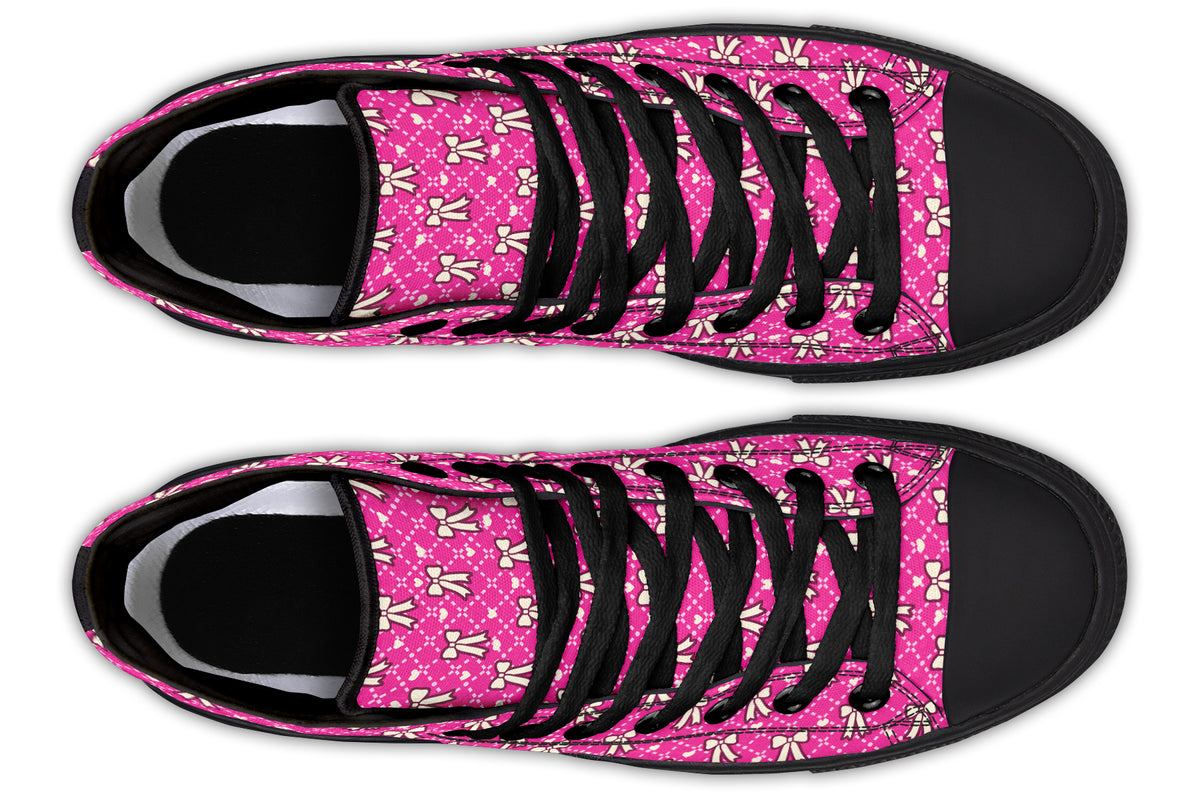 Cream Bows on Hot Pink