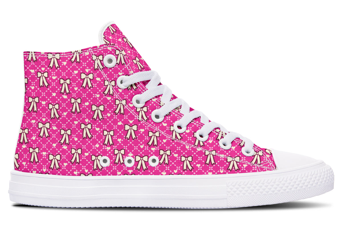 Cream Bows on Hot Pink