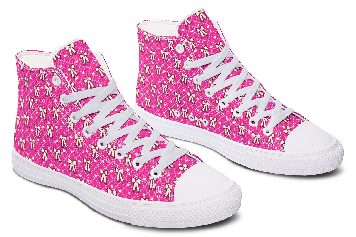 Cream Bows on Hot Pink