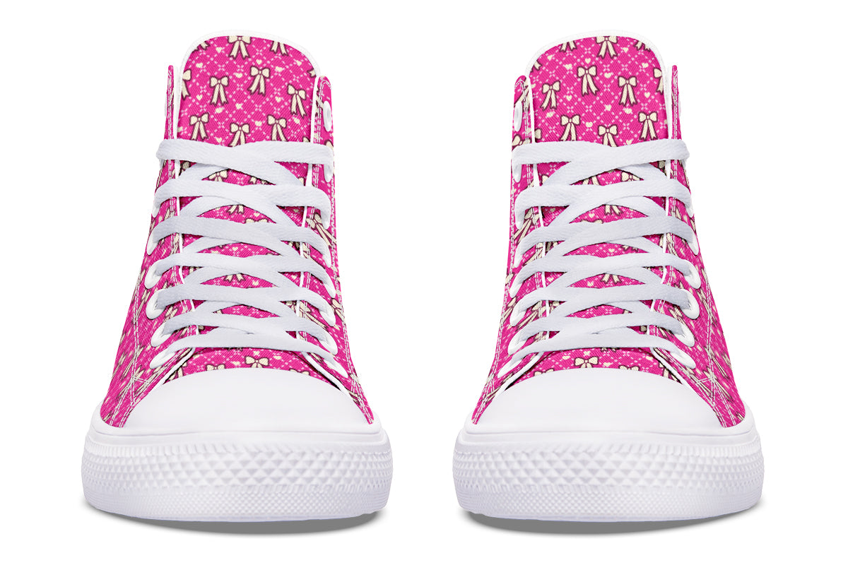Cream Bows on Hot Pink