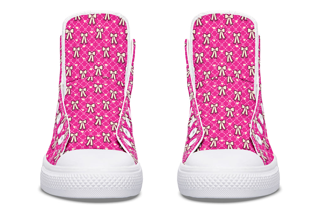 Cream Bows on Hot Pink