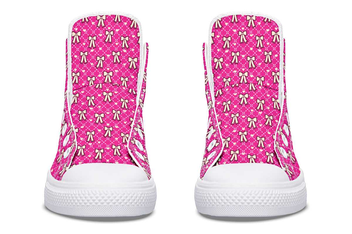 Cream Bows on Hot Pink