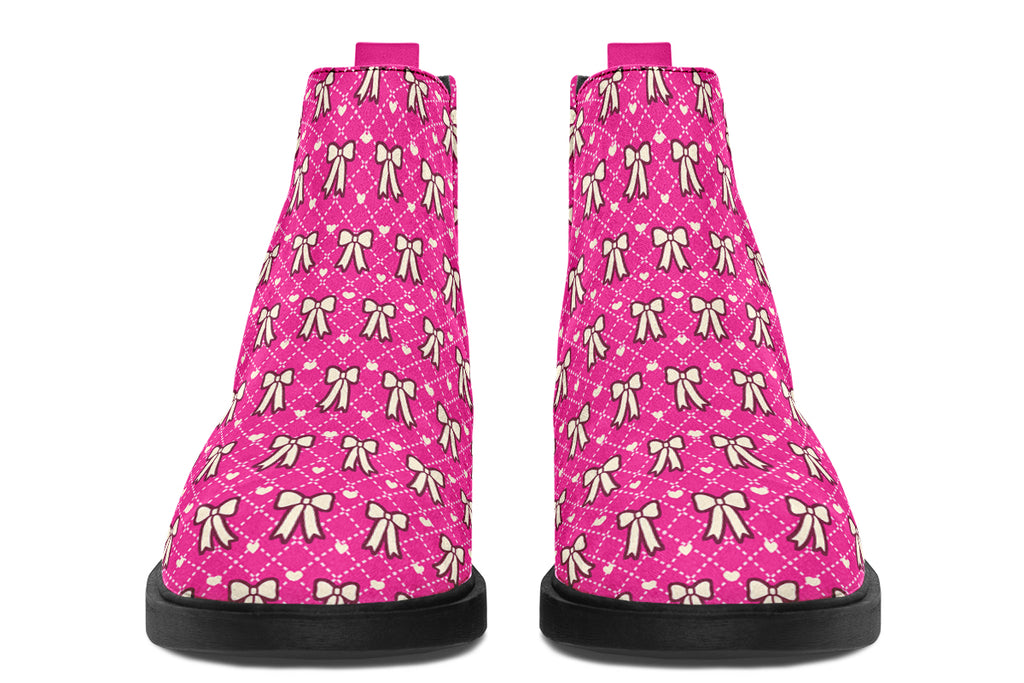 Cream Bows on Hot Pink