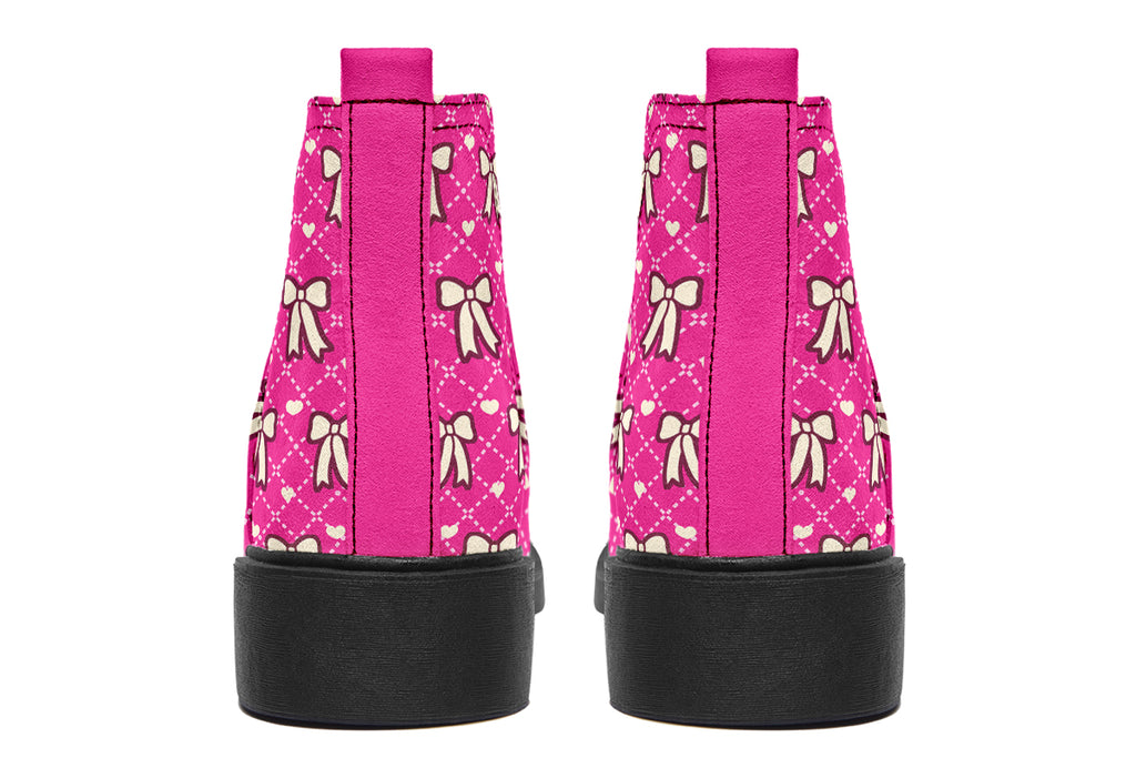 Cream Bows on Hot Pink