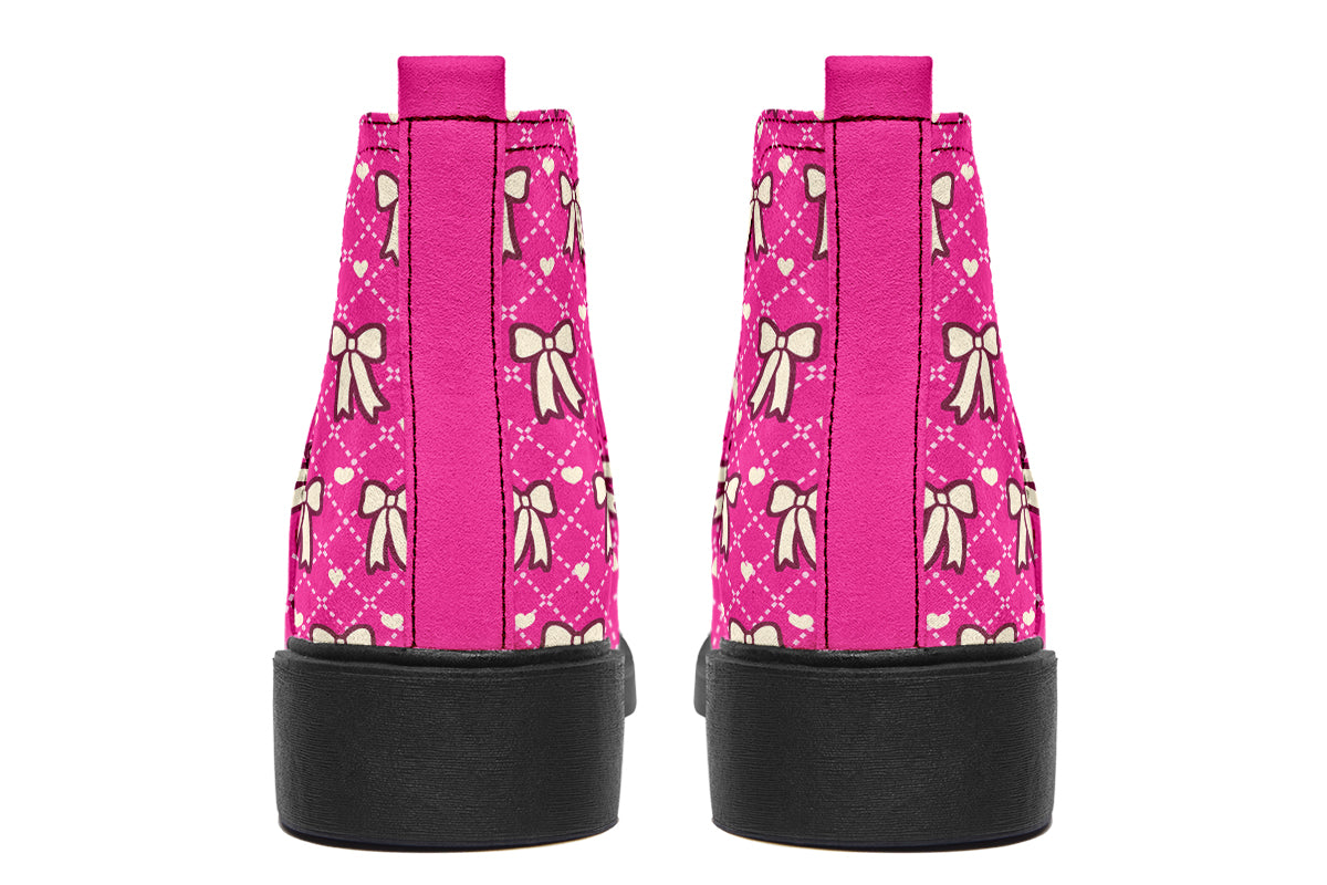 Cream Bows on Hot Pink