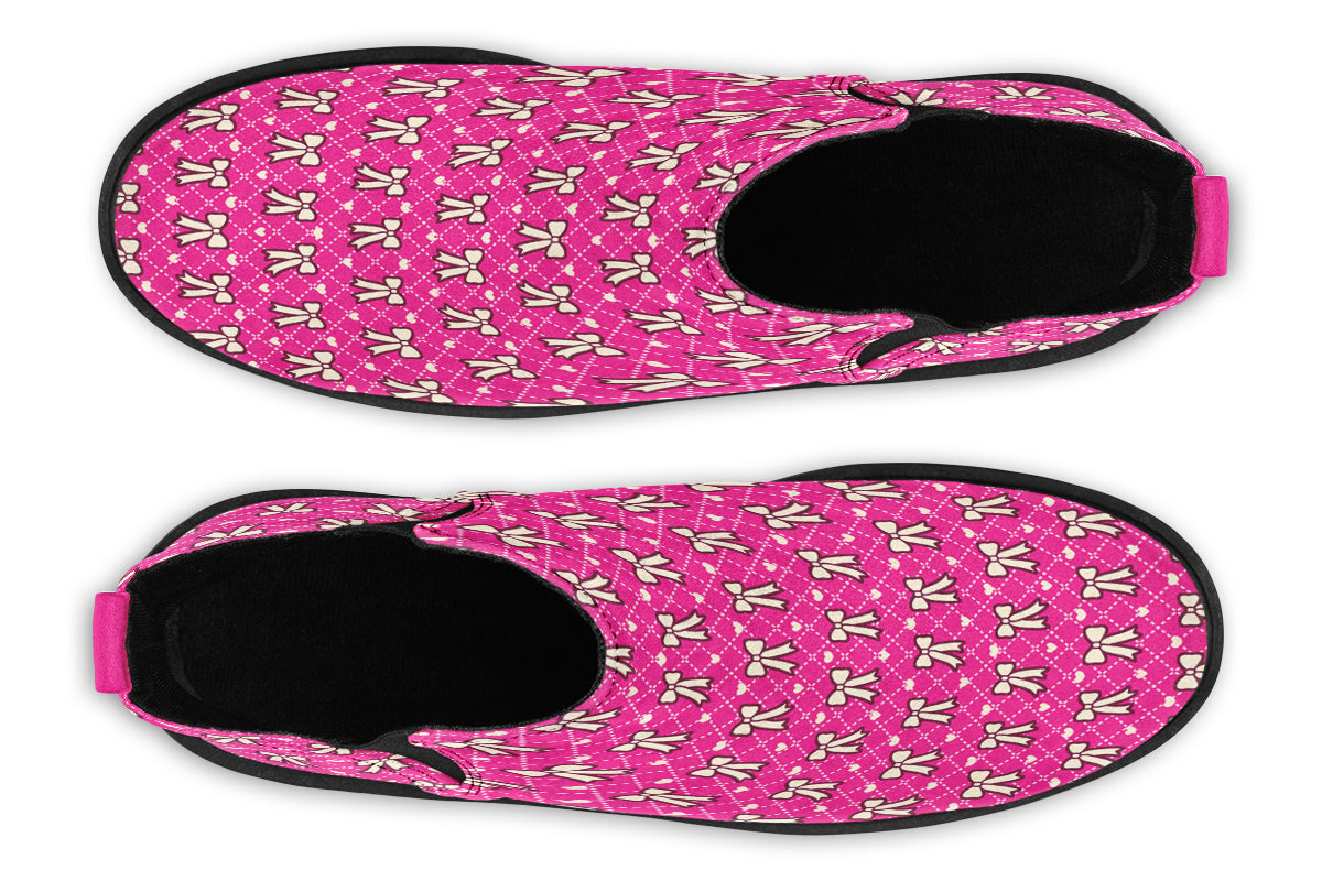 Cream Bows on Hot Pink