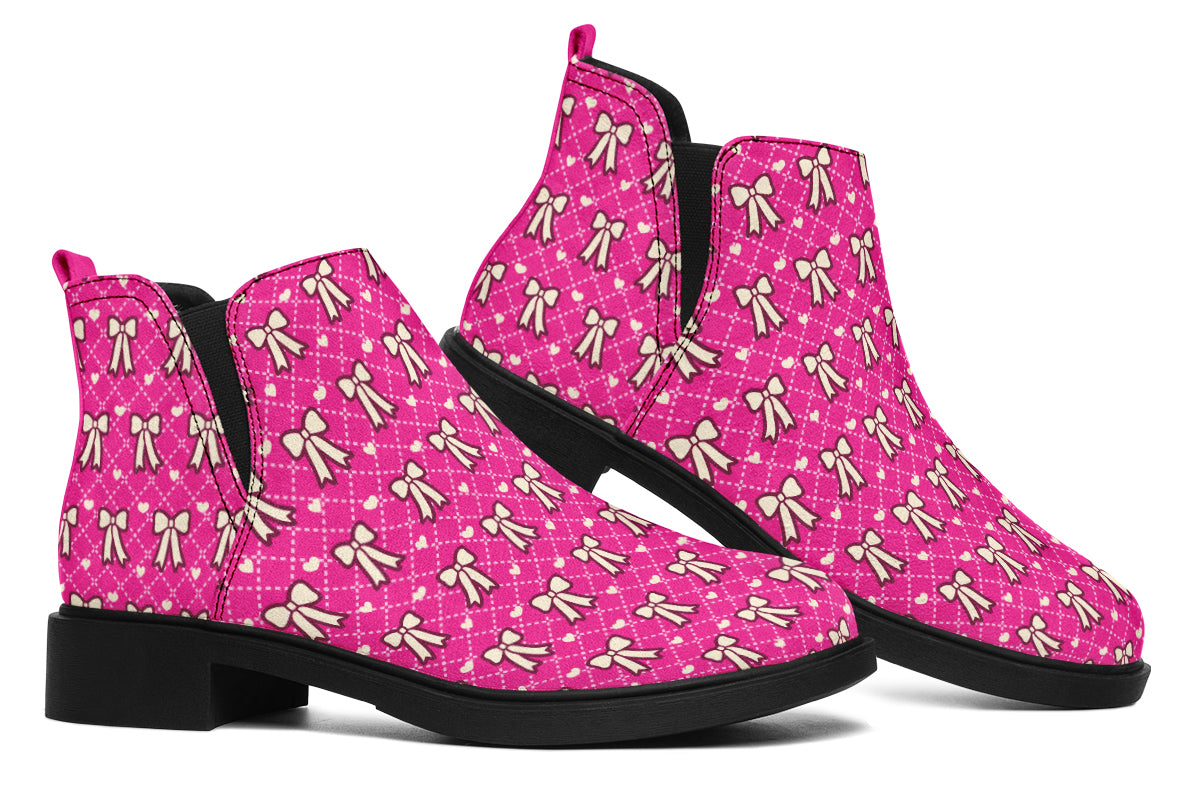 Cream Bows on Hot Pink